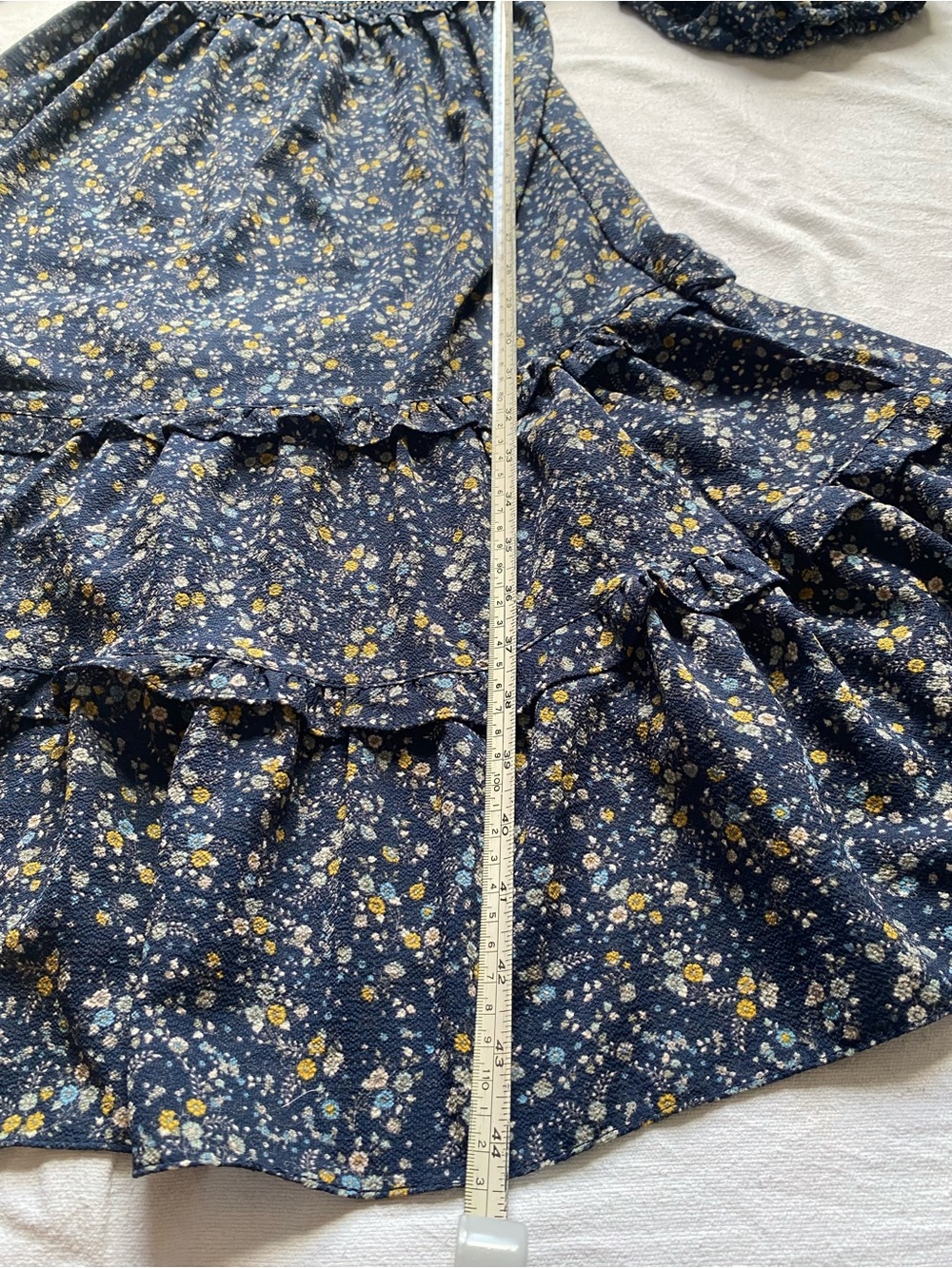 Max Studio Navy Floral Tiered Maxi Dress SZ L - Picture 10 of 16